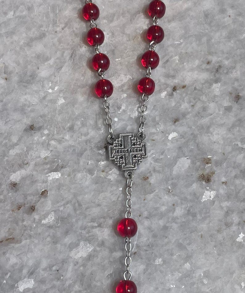 Rosary beads made at the Holy Land with Crucifix, rosary beads, soil from the holy land, rosary beads, Valentines Day gift, romantic gift