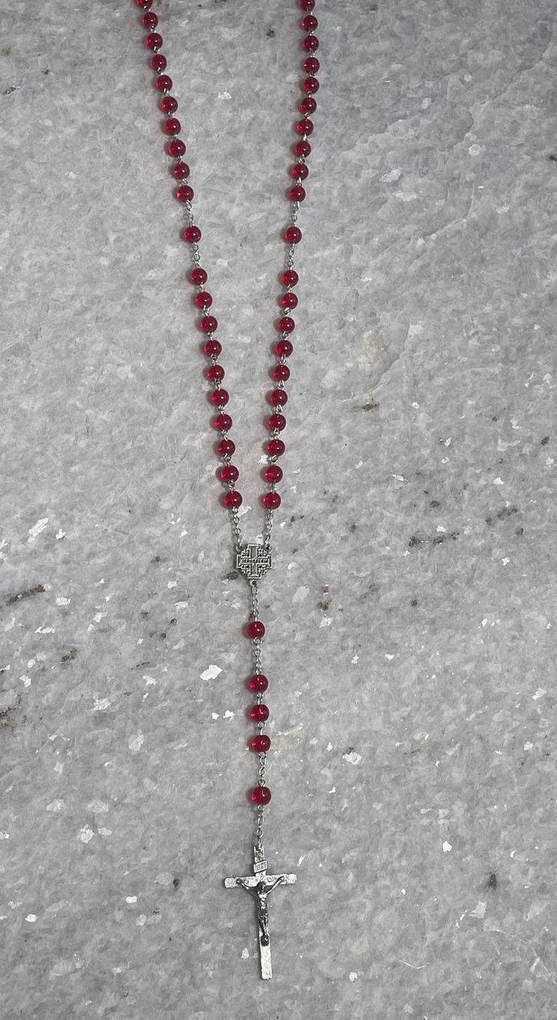 Rosary beads made at the Holy Land with Crucifix, rosary beads, soil from the holy land, rosary beads, Valentines Day gift, romantic gift