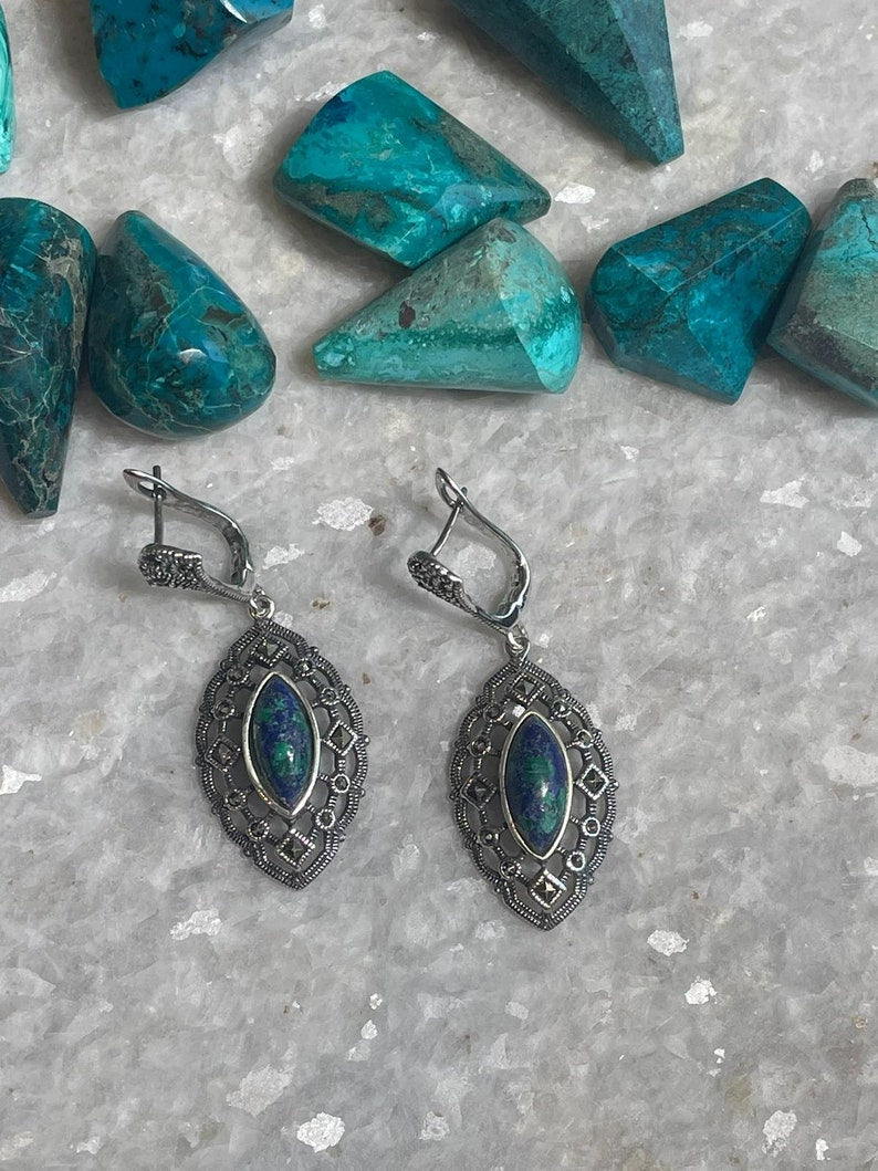 Eilat Stone Earrings, Eilat jewelry, 925 silver, Silver Earrings, Christian gift, jewish gift, gift for wife, birthday gifts, stone Earrings