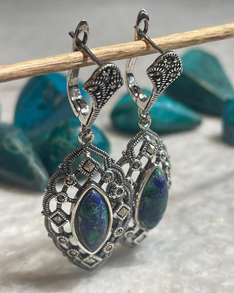 Eilat Stone Earrings, Eilat jewelry, 925 silver, Silver Earrings, Christian gift, jewish gift, gift for wife, birthday gifts, stone Earrings