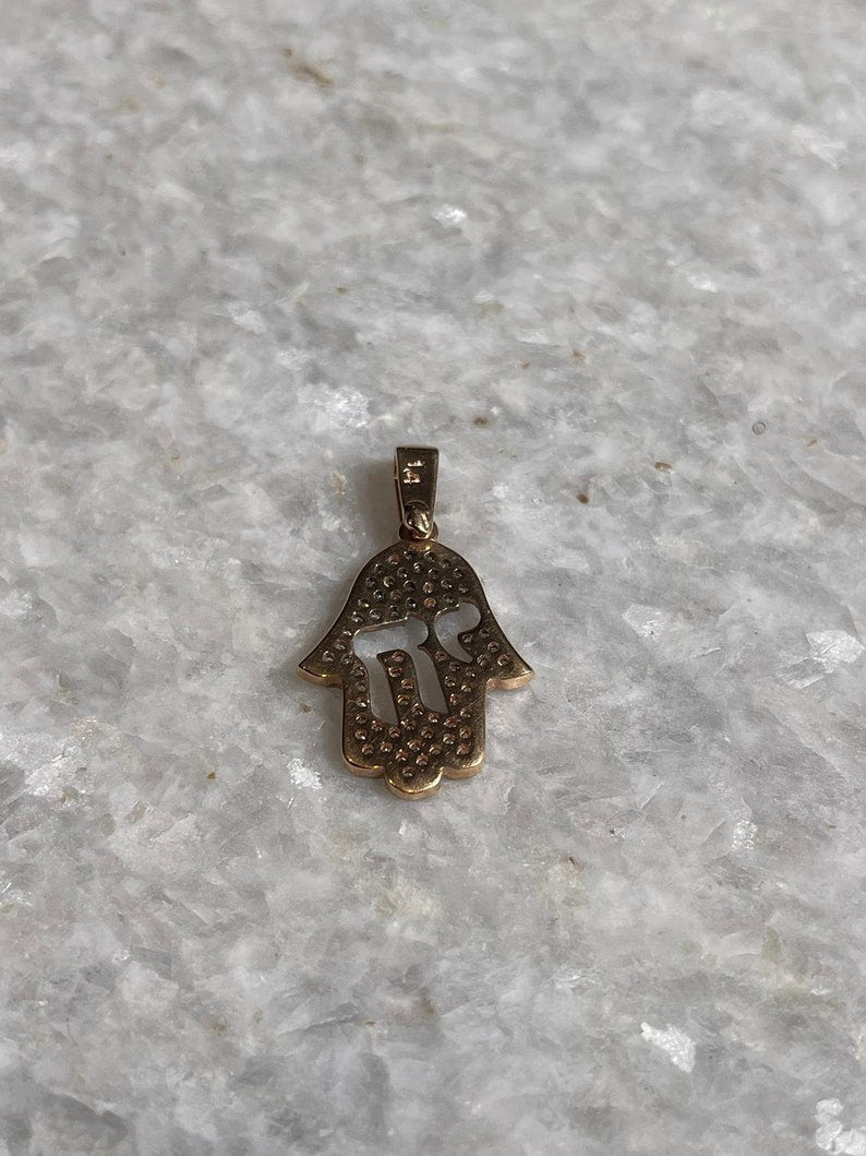 Hamsa&Chai pendant, 14K gold, hamsa pendant, chai pendant, Jewish gift, hamsa necklace, 14K Gold Chain Necklaces, 14k judaica