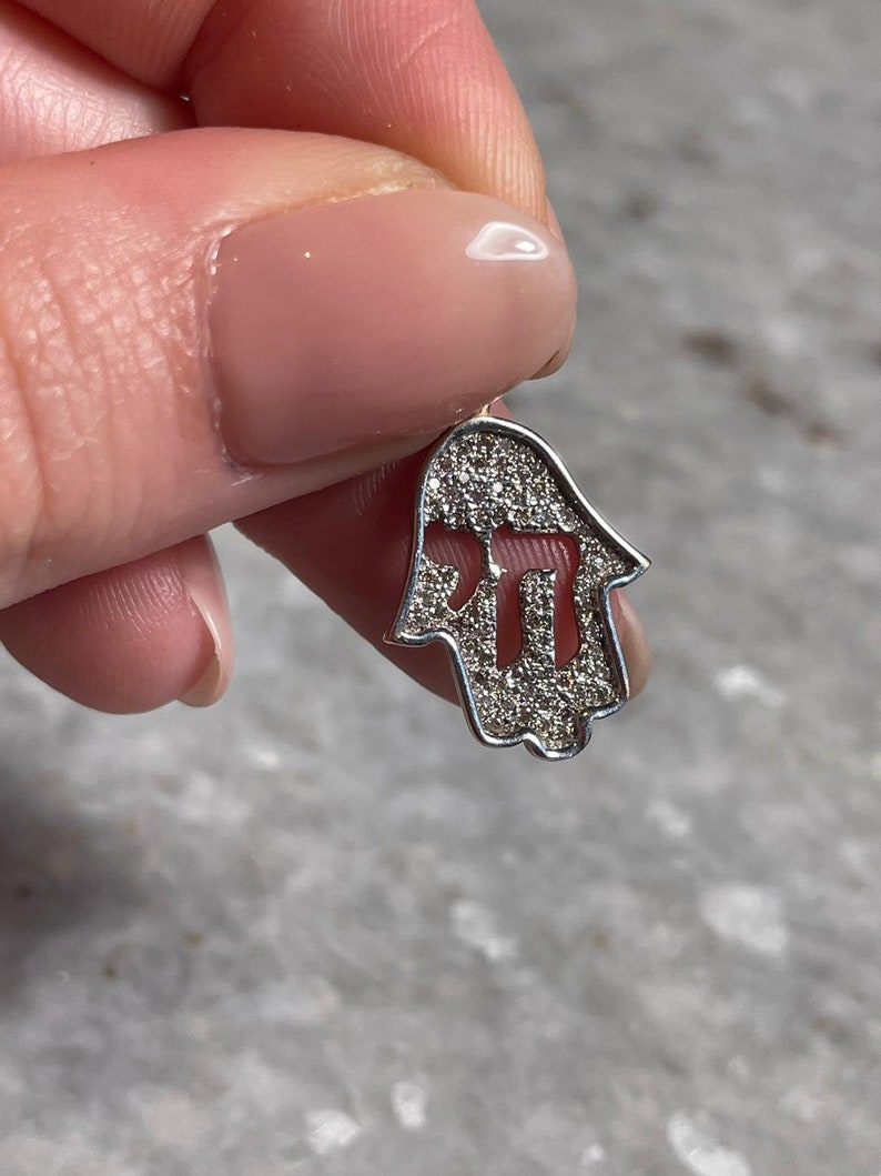 Hamsa&Chai pendant, 14K gold, hamsa pendant, chai pendant, Jewish gift, hamsa necklace, 14K Gold Chain Necklaces, 14k judaica