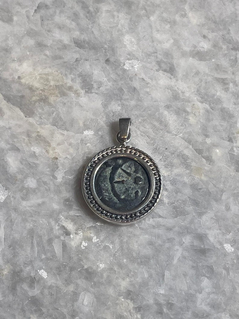 Authentic Widows Mite Coin necklace, 925 Silver, Biblical jewelry, Christian necklace, Ancient coin, Vintage necklace, Christian gifs