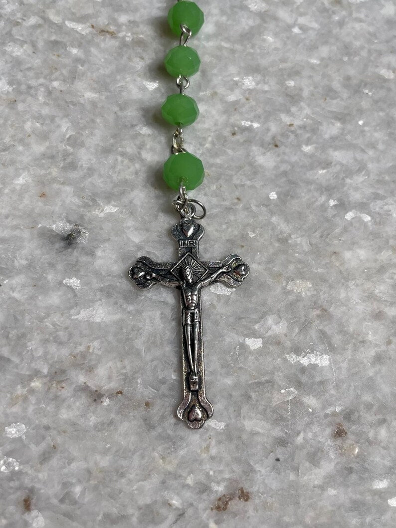 Rosary beads made at the Holy Land with Crucifix, rosary beads, catholic rosary , soil from the holy land, rosary necklace, Orthodox rosary