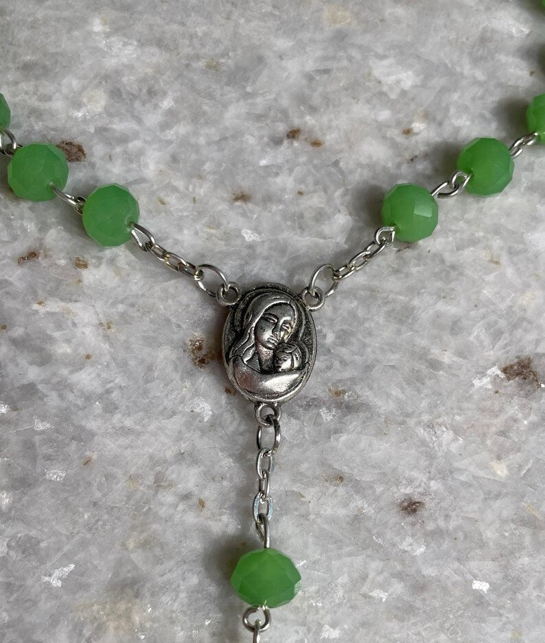 Rosary beads made at the Holy Land with Crucifix, rosary beads, catholic rosary , soil from the holy land, rosary necklace, Orthodox rosary