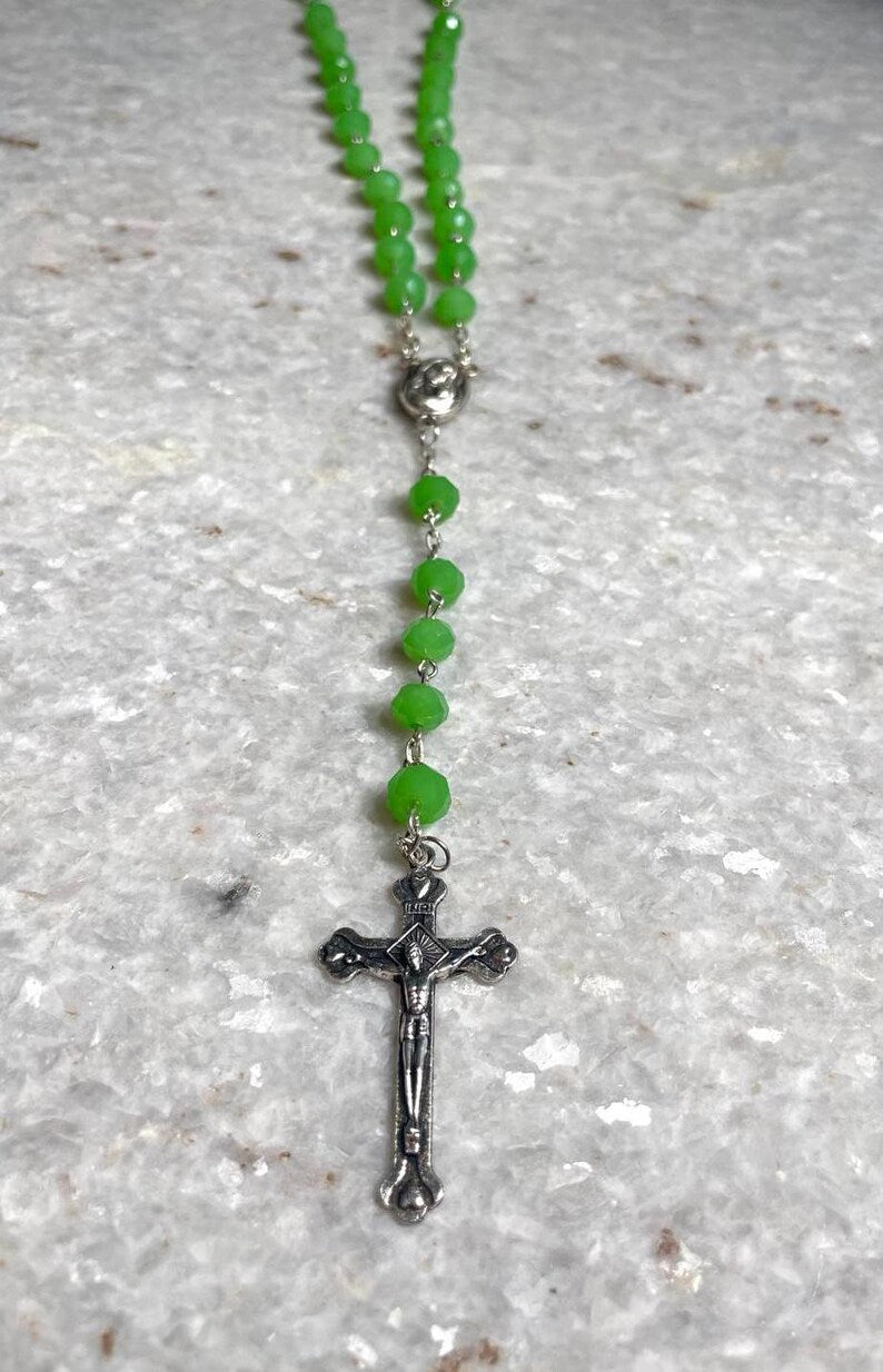 Rosary beads made at the Holy Land with Crucifix, rosary beads, catholic rosary , soil from the holy land, rosary necklace, Orthodox rosary