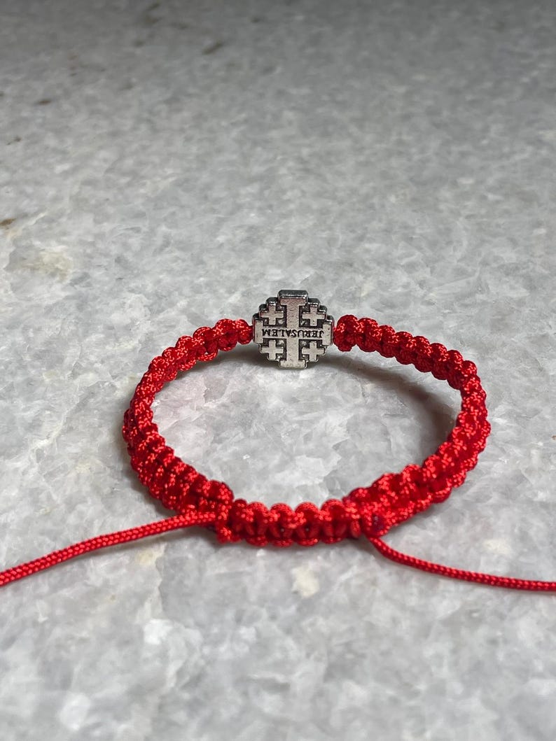2 Red String Bracelets with Jerusalem Cross, Kabbalah Red Braided Bracelet, Cross Bracelets, Evil Eye Protection, Christmas gift