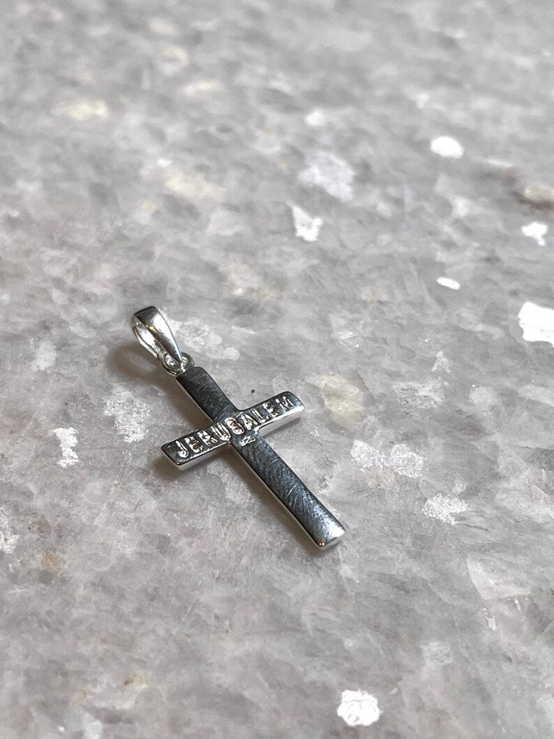 Cross Pendant With Jerusalem Engraving, 925 silver, christian gift, cross pendant, cross necklace, Birthday, unisex jewelry, Christmas Gift