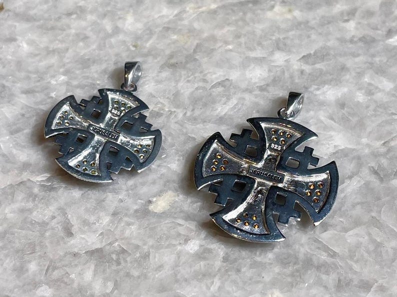 Jerusalem Cross Necklace, 925 silver, cross pendant, Zircon Cross, Silver Cross Necklace, Christian gift, Religious Gift, gift for him,