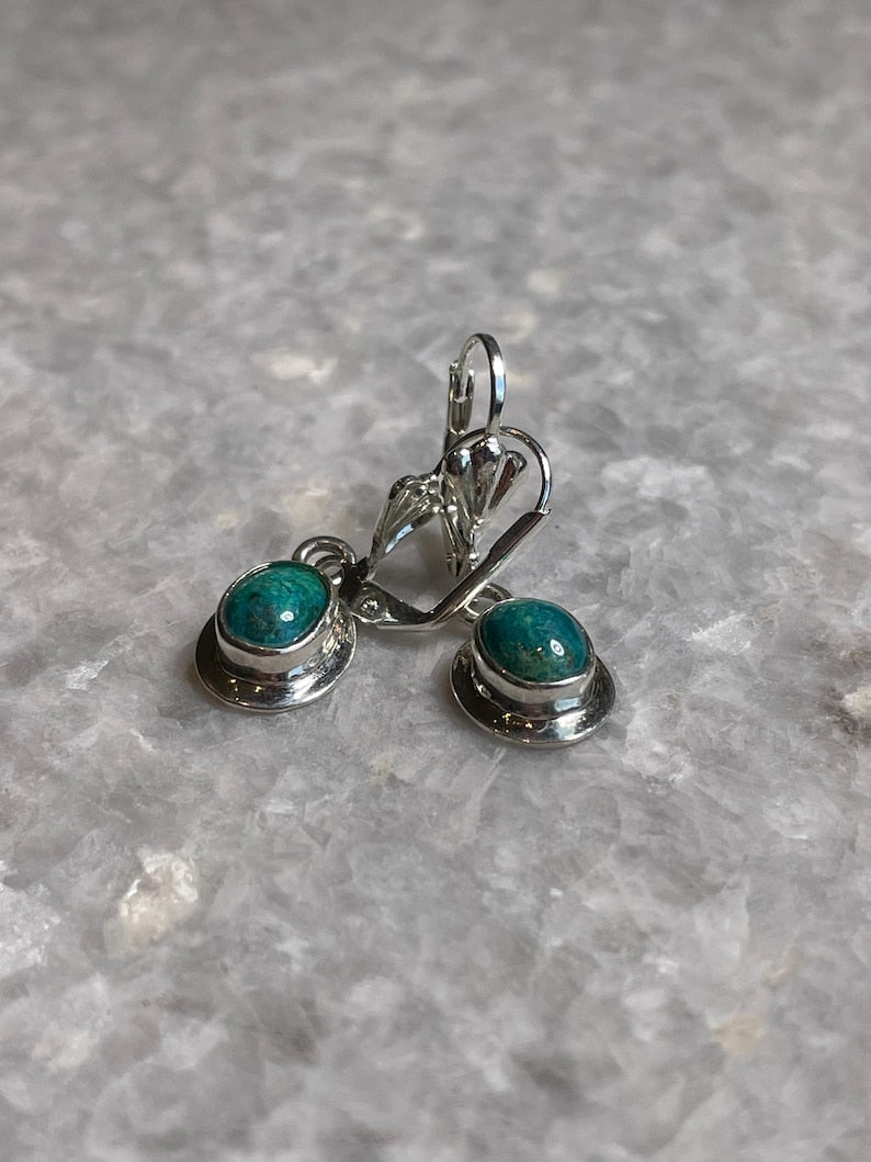 Genuine Eilat Stone Earrings, 925 Silver, turquoise earrings, king Solomon stone, natural Eilat jewelry, silver earrings, stone earrings