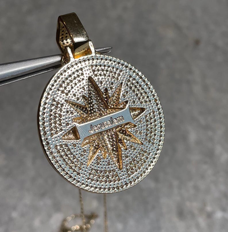 Gold Plated Star of Bethlehem Pendant, Gold Plated Compass Pendant , cross necklace, Bethlehem Star necklace, Christian jewelry gift