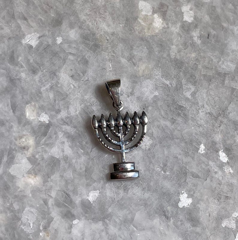 Elegant Menorah Pendant, silver Hanukkah Necklace whit natural diamond,Silver 925, Jewish gift, unisex jewelry, Christmas Gift, chanuka gift