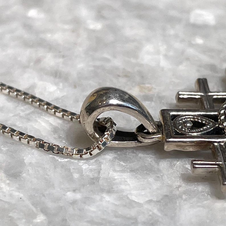 Jerusalem Cross Pendant with roman glass, 925 silver, christian gift, cross pendant, cross necklace, roman glass necklace, birthday jewelry