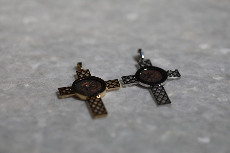 The Widow Mite Authentic Coin Jewelry, cross pendant, 14K gold, Christian gift, Religious Gift, gift for her, birthday gift, christian