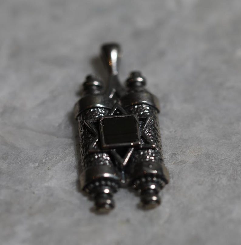 925 Sterling Silver Torah Scroll Pendant with Nano Bible Chip, Old Testament Inside, Nano Bible, Torah necklace, jewish gift, star of david