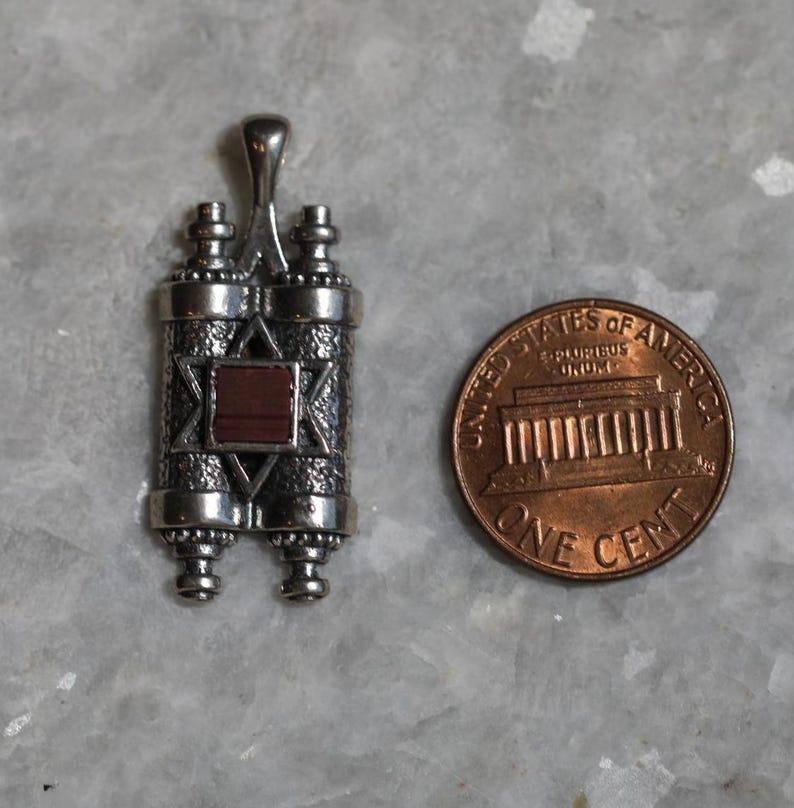 925 Sterling Silver Torah Scroll Pendant with Nano Bible Chip, Old Testament Inside, Nano Bible, Torah necklace, jewish gift, star of david