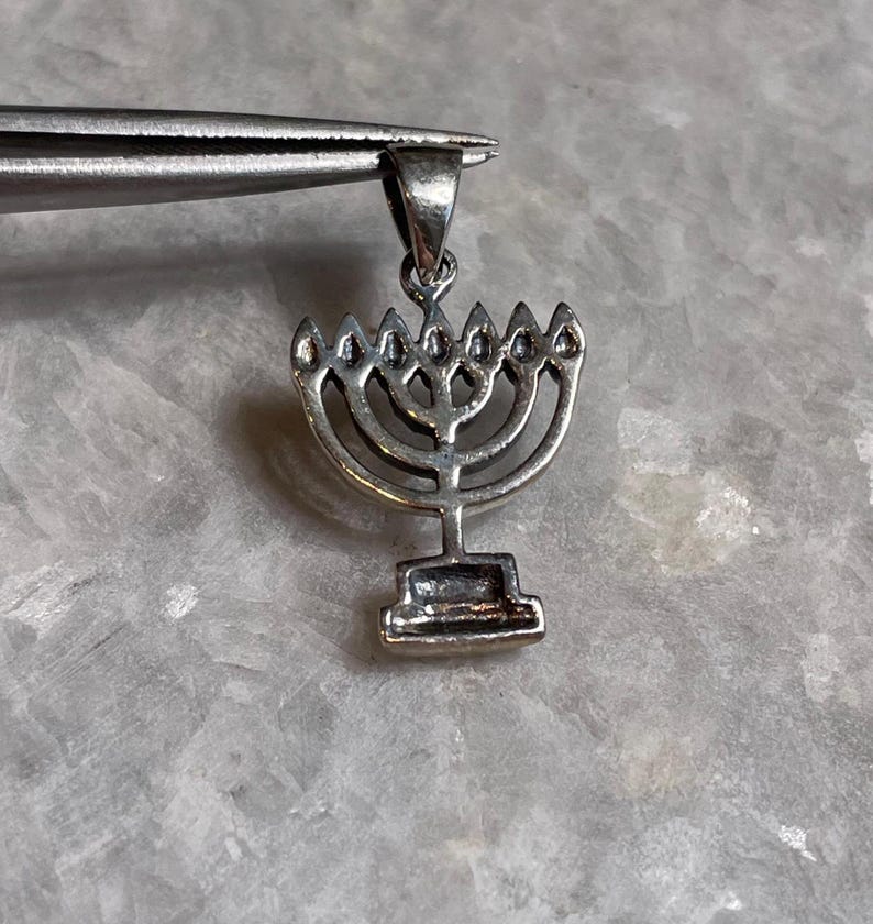 Elegant Menorah Pendant, silver Hanukkah Necklace whit natural diamond,Silver 925, Jewish gift, unisex jewelry, Christmas Gift, chanuka gift
