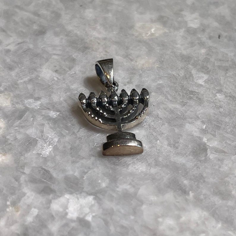 Elegant Menorah Pendant, silver Hanukkah Necklace whit natural diamond,Silver 925, Jewish gift, unisex jewelry, Christmas Gift, chanuka gift