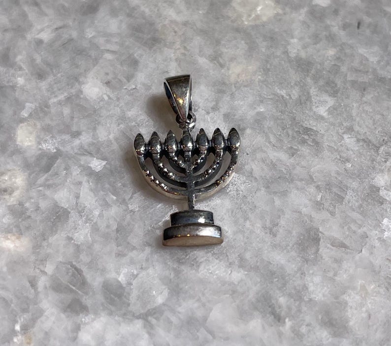 Elegant Menorah Pendant, silver Hanukkah Necklace whit natural diamond,Silver 925, Jewish gift, unisex jewelry, Christmas Gift, chanuka gift