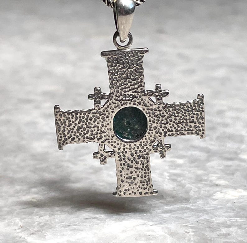 Cross Pendant with roman glass, 925 silver, christian gift, cross pendant, cross necklace, roman glass necklace, birthday unisex jewelry