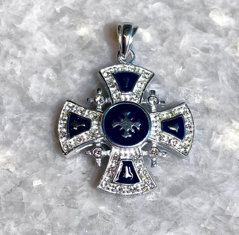 Jerusalem Cross Necklace, 925 silver, cross pendant, Zircon Cross, Silver Cross Necklace, Christian gift, Religious Gift, gift for him,