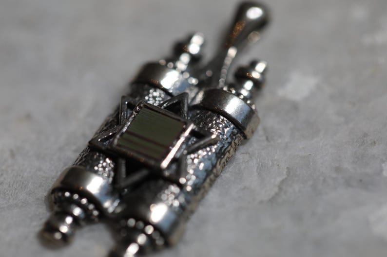 925 Sterling Silver Torah Scroll Pendant with Nano Bible Chip, Old Testament Inside, Nano Bible, Torah necklace, jewish gift, star of david