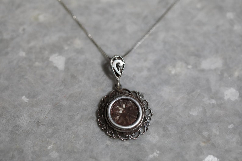 Authentic Widows Mite Coin Set Of Earrings And Pendant, 925 Silver, Biblical gift, Ancient coin, mite earrings, Christian gift, jewelry set