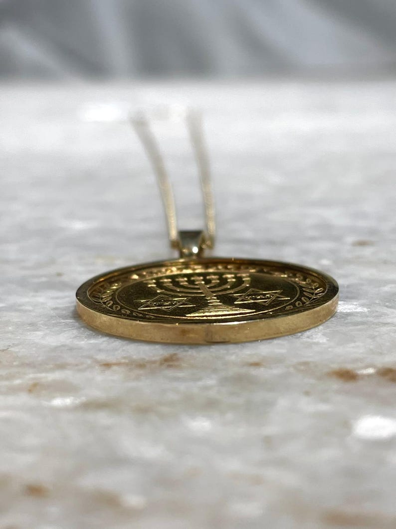 David Ben Gurion Pendant, 14K gold, Yellow gold necklace, Jewish Coin pendant, Coin Jewelry, Coin Jewelry, Christian gift, jewish gift