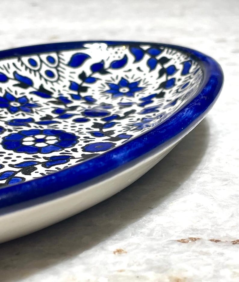 Ceramic plate, Handmade pottery, blue and white ceramic, Kitchen decor, Spoon holder for kitchen, Judaica, Home Decor, New Home Gift