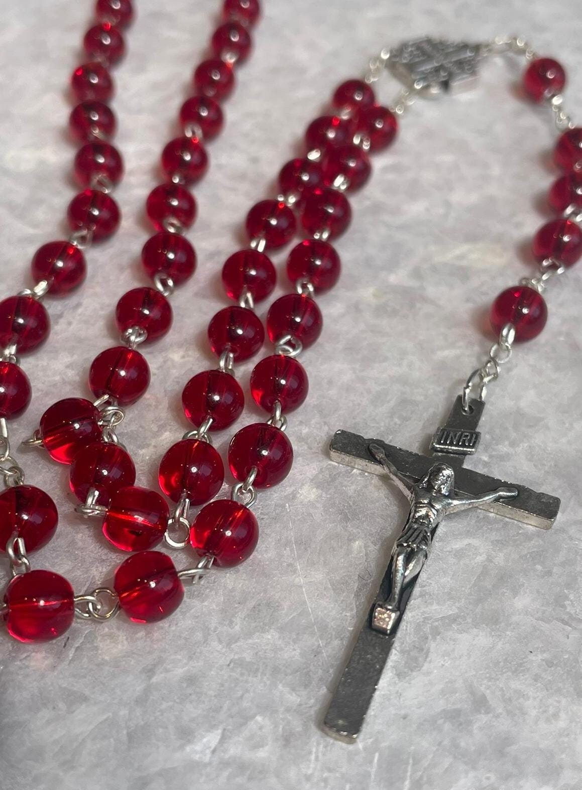 Rosary beads made at the Holy Land with Crucifix, rosary beads, soil from the holy land, rosary beads, Valentines Day gift, romantic gift