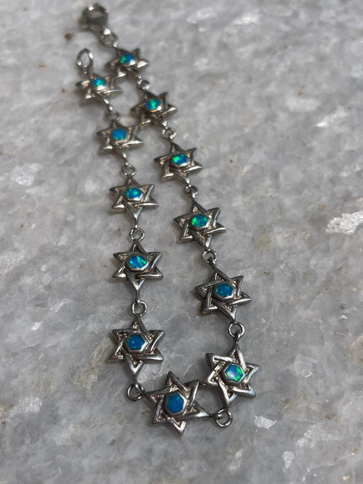 Opal Bracelet, star of david Bracelet, 925 Silver, silver Bracelet, jewish jewelry, jewish star, bat mitzvah gift, bar mitzvah gift
