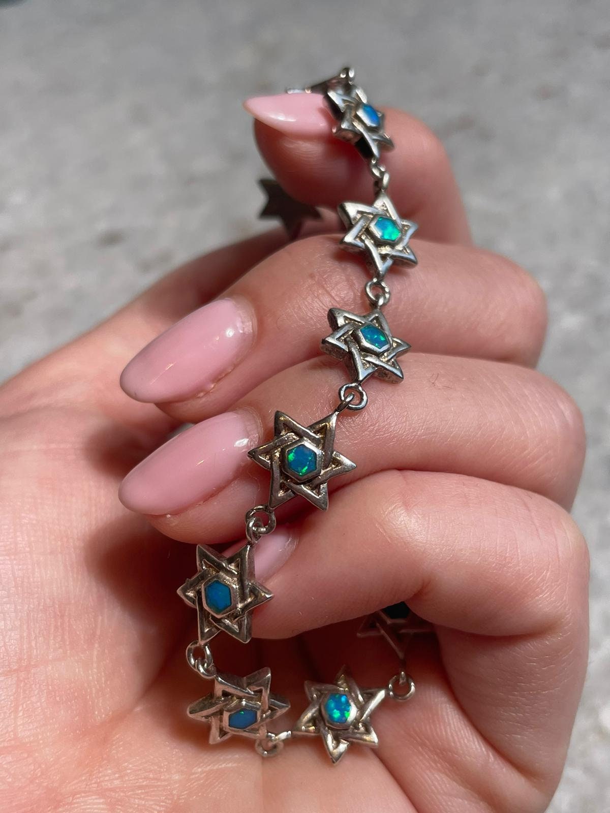 Opal Bracelet, star of david Bracelet, 925 Silver, silver Bracelet, jewish jewelry, jewish star, bat mitzvah gift, bar mitzvah gift