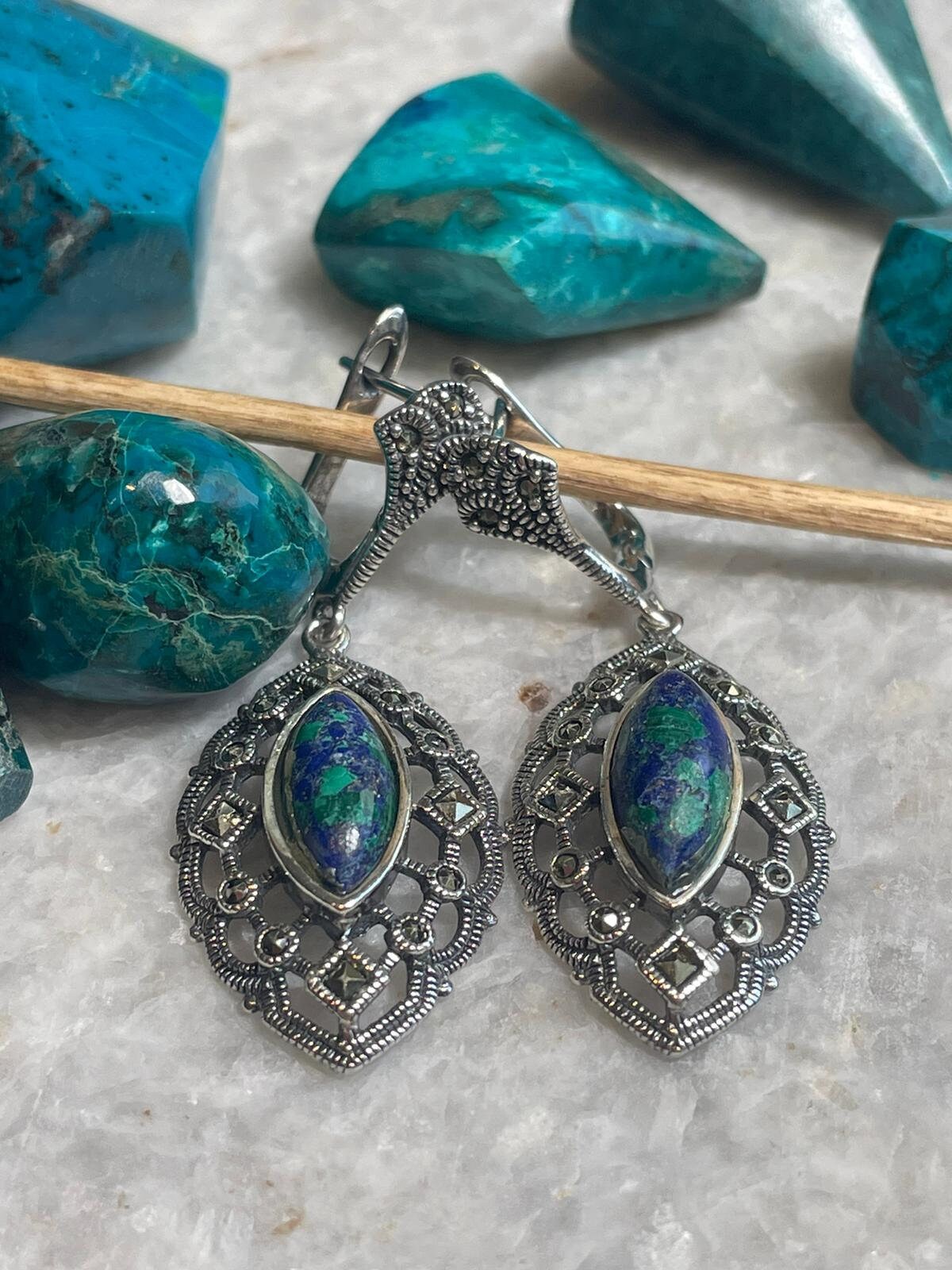 Eilat Stone Earrings, Eilat jewelry, 925 silver, Silver Earrings, Christian gift, jewish gift, gift for wife, birthday gifts, stone Earrings