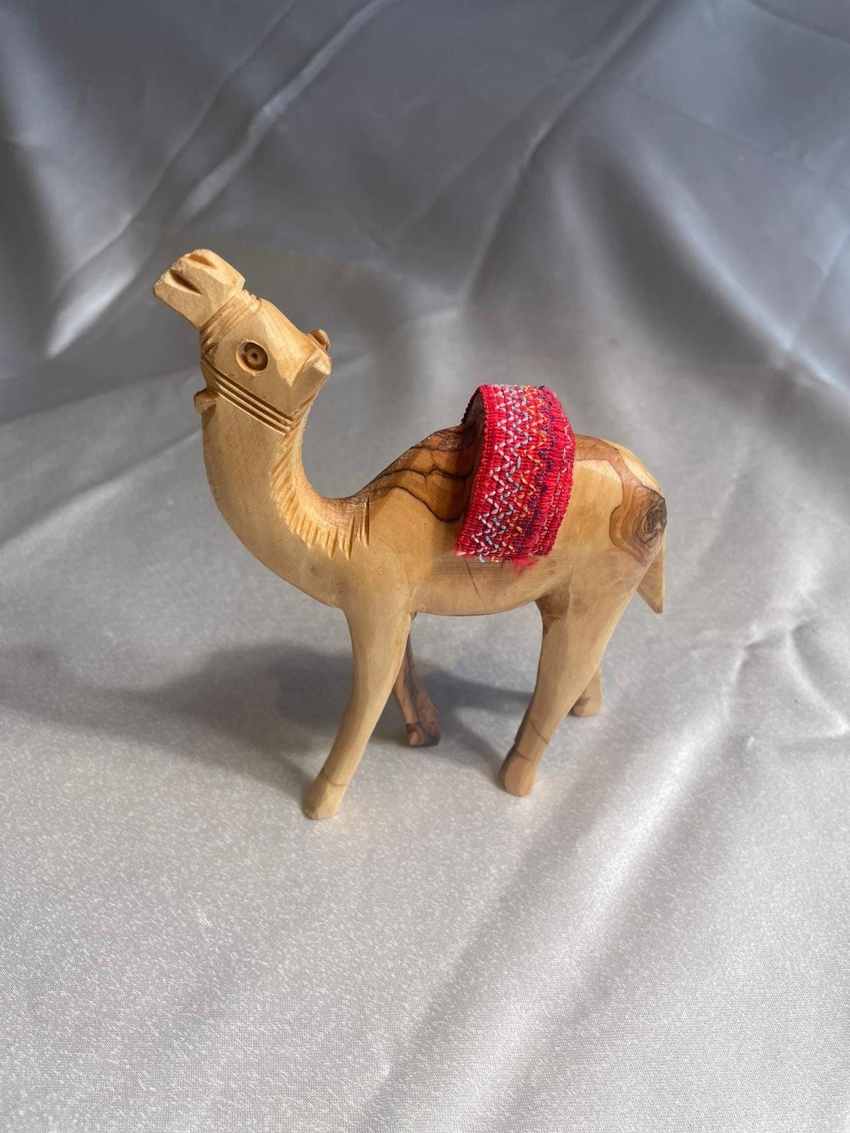 Olive Wood camel, Authentic olive wood camel with red saddle hand made in Bethlehem holy land, Handmade olive wood, Olive Wood arts