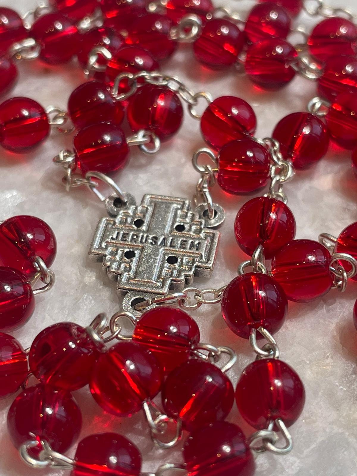 Rosary beads made at the Holy Land with Crucifix, rosary beads, soil from the holy land, rosary beads, Valentines Day gift, romantic gift