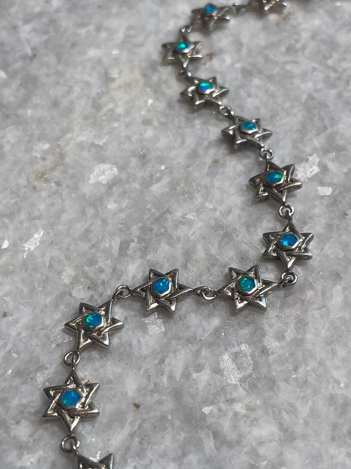 Opal Bracelet, star of david Bracelet, 925 Silver, silver Bracelet, jewish jewelry, jewish star, bat mitzvah gift, bar mitzvah gift