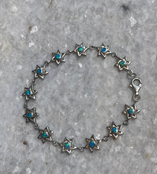 Opal Bracelet, star of david Bracelet, 925 Silver, silver Bracelet, jewish jewelry, jewish star, bat mitzvah gift, bar mitzvah gift