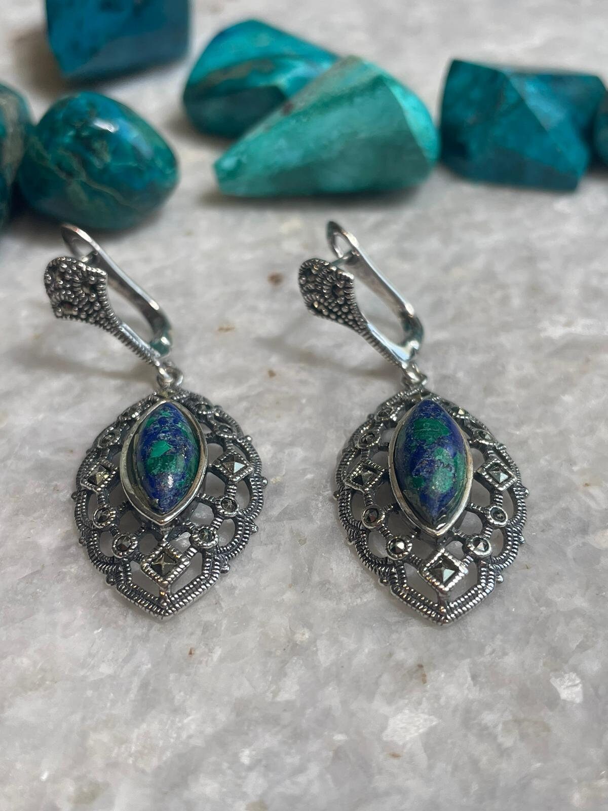 Eilat Stone Earrings, Eilat jewelry, 925 silver, Silver Earrings, Christian gift, jewish gift, gift for wife, birthday gifts, stone Earrings