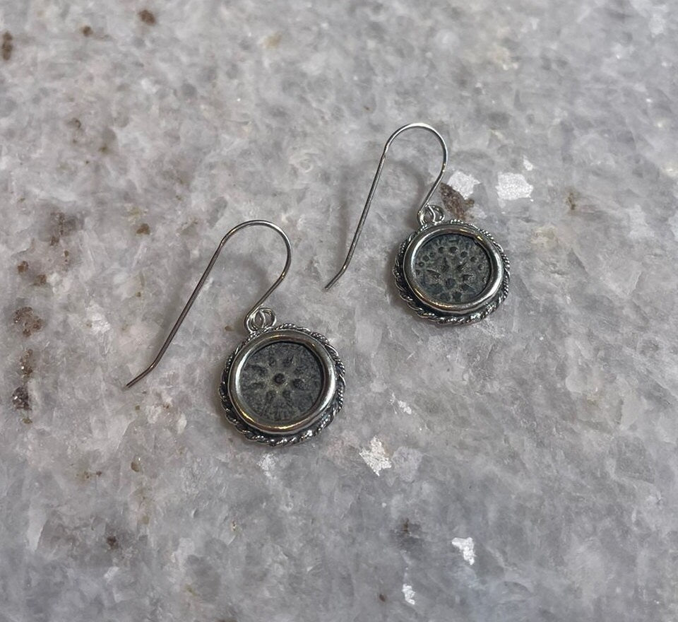 Authentic Widows Mite Coin Earrings, 925 Silver, Biblical jewelry, Christian earrings, Ancient coin, mite earrings, Christian gift