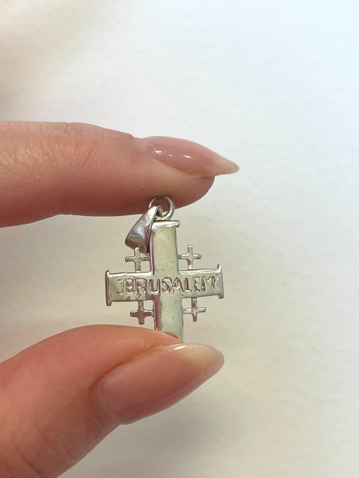Jerusalem Cross Necklace, Eilat Stone Jewelry, 925 silver, Silver Cross Necklace, Christian gift, Religious Gift, gift for her, gift for him