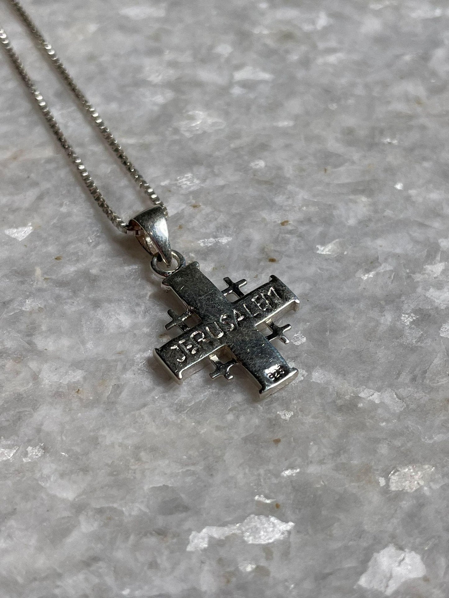 Jerusalem Cross Necklace, Eilat Stone Jewelry, 925 silver, Silver Cross Necklace, Christian gift, Religious Gift, gift for her, gift for him