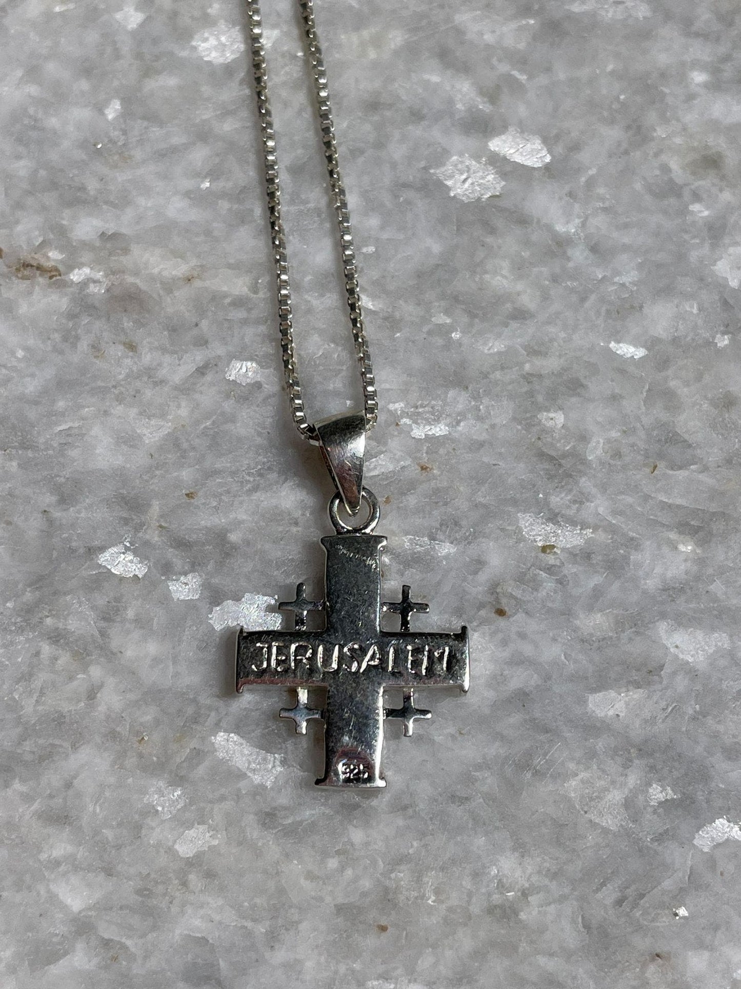 Jerusalem Cross Necklace, Eilat Stone Jewelry, 925 silver, Silver Cross Necklace, Christian gift, Religious Gift, gift for her, gift for him