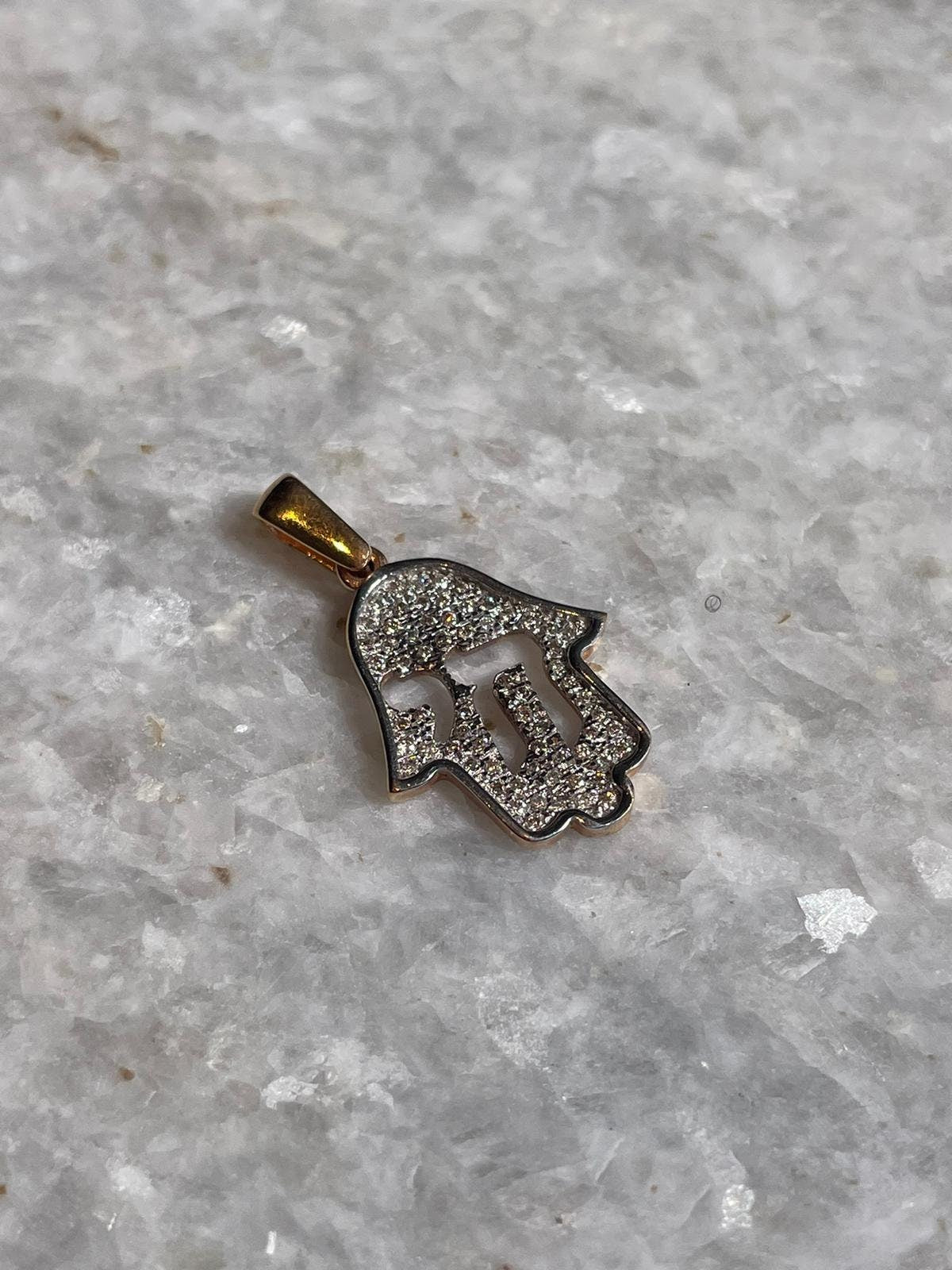 Hamsa&Chai pendant, 14K gold, hamsa pendant, chai pendant, Jewish gift, hamsa necklace, 14K Gold Chain Necklaces, 14k judaica