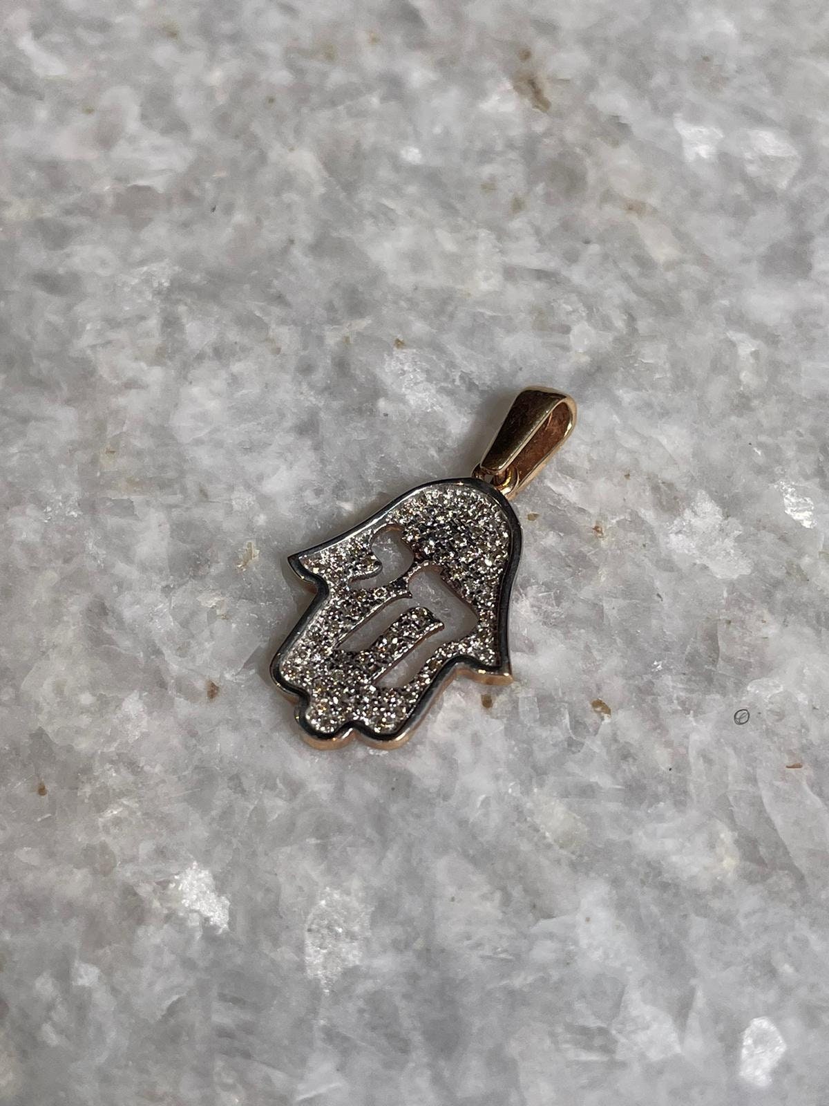 Hamsa&Chai pendant, 14K gold, hamsa pendant, chai pendant, Jewish gift, hamsa necklace, 14K Gold Chain Necklaces, 14k judaica
