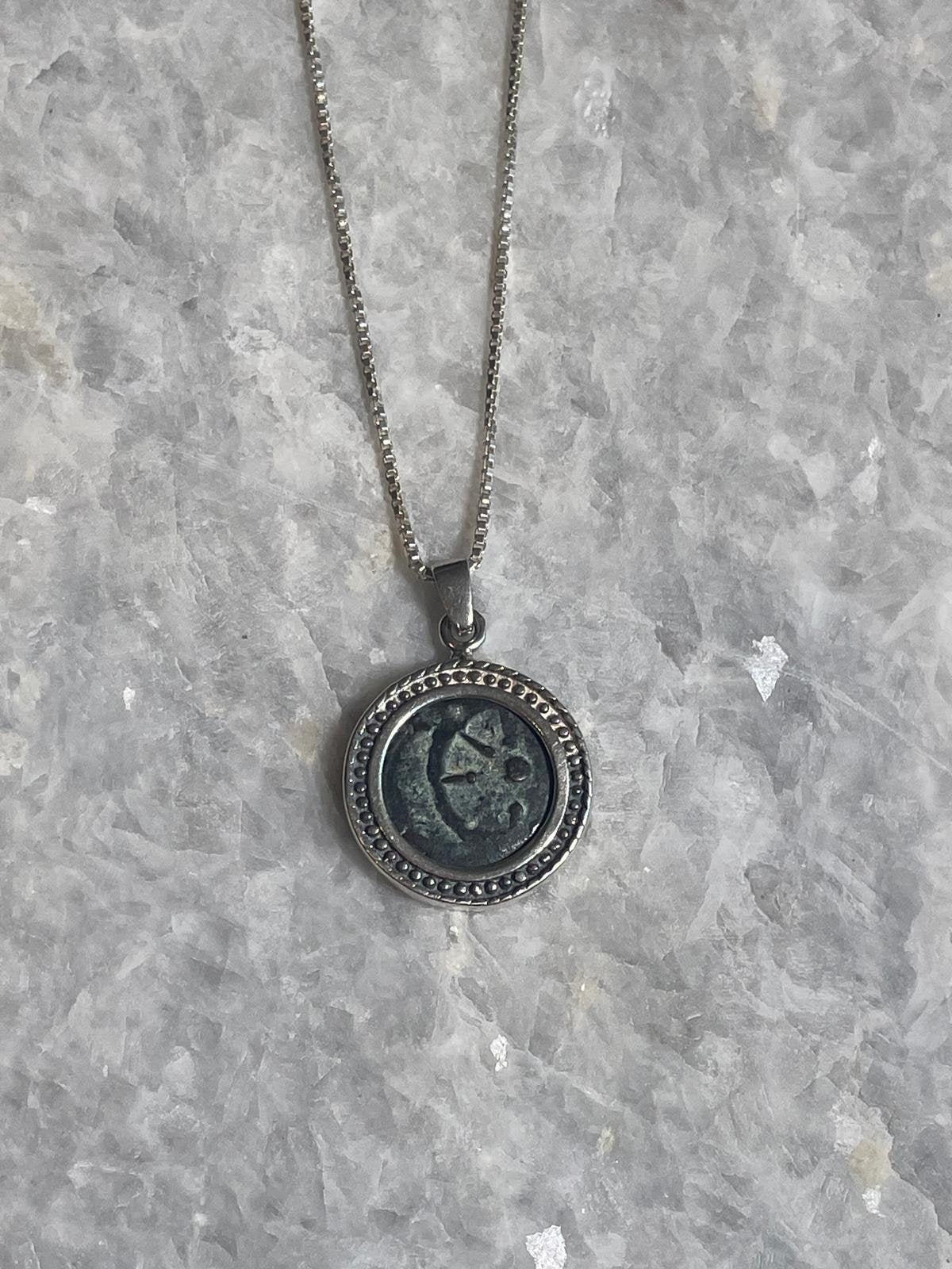 Authentic Widows Mite Coin necklace, 925 Silver, Biblical jewelry, Christian necklace, Ancient coin, Vintage necklace, Christian gifs