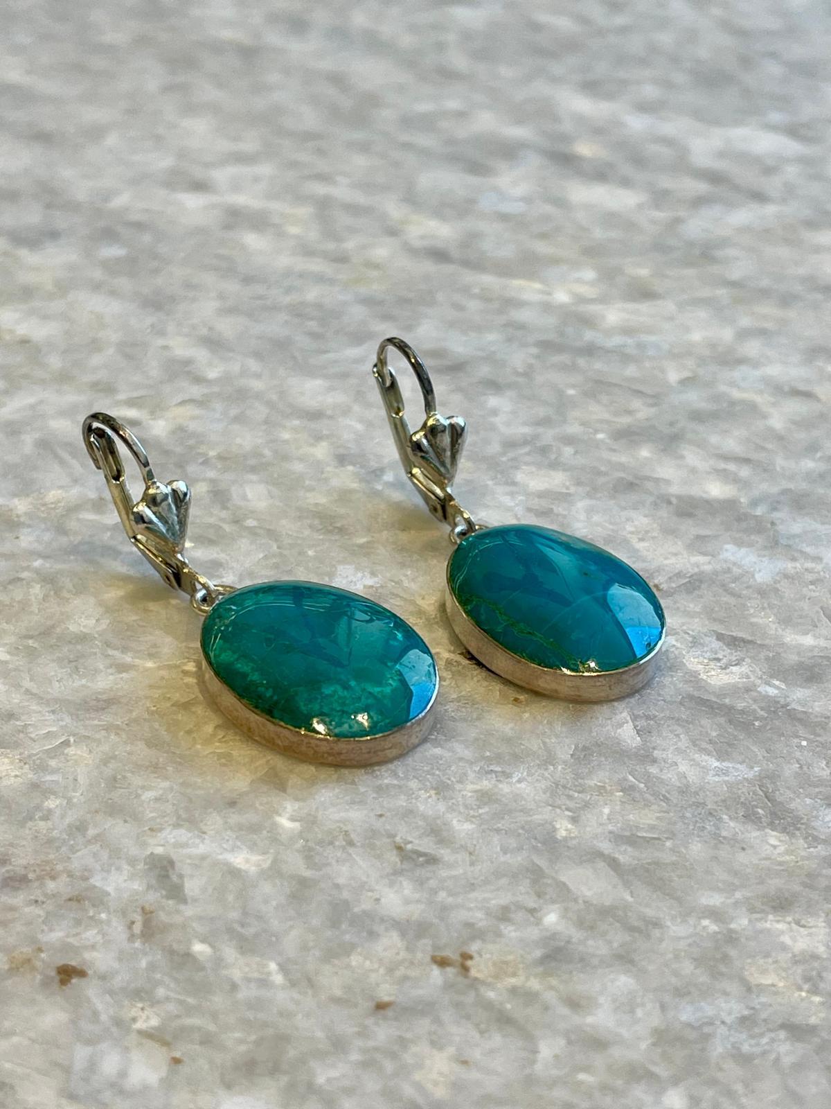 Genuine Eilat Stone Earrings, 925 Silver, king Solomon stone, natural Eilat jewelry, silver earrings, stone earrings, Jewish gifts