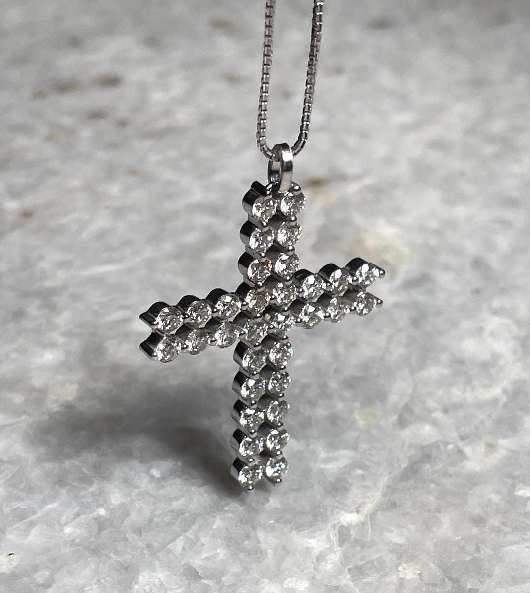 Diamond Cross necklace, 14 Gold, cross jewelry, christian gift, Baptism Gift, Gold Cross Necklace, cross gift, gift for her, Diamonds cross