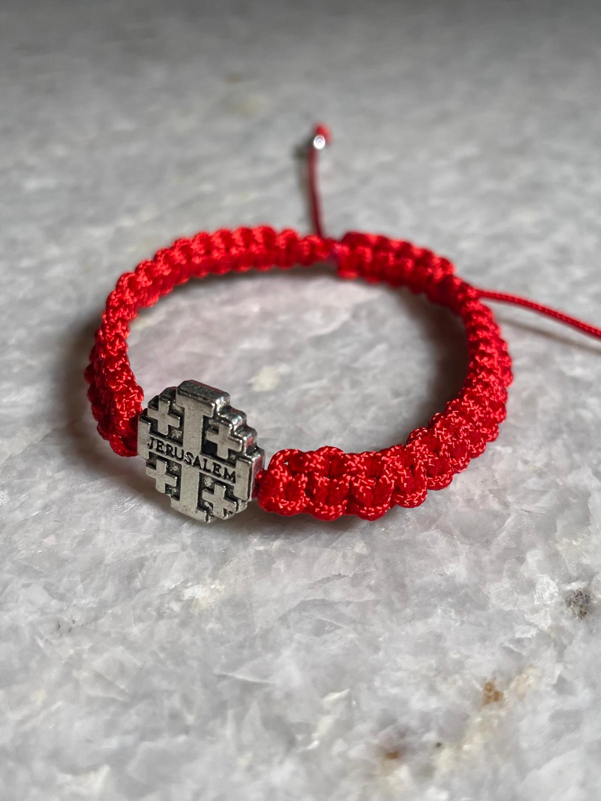 2 Red String Bracelets with Jerusalem Cross, Kabbalah Red Braided Bracelet, Cross Bracelets, Evil Eye Protection, Christmas gift