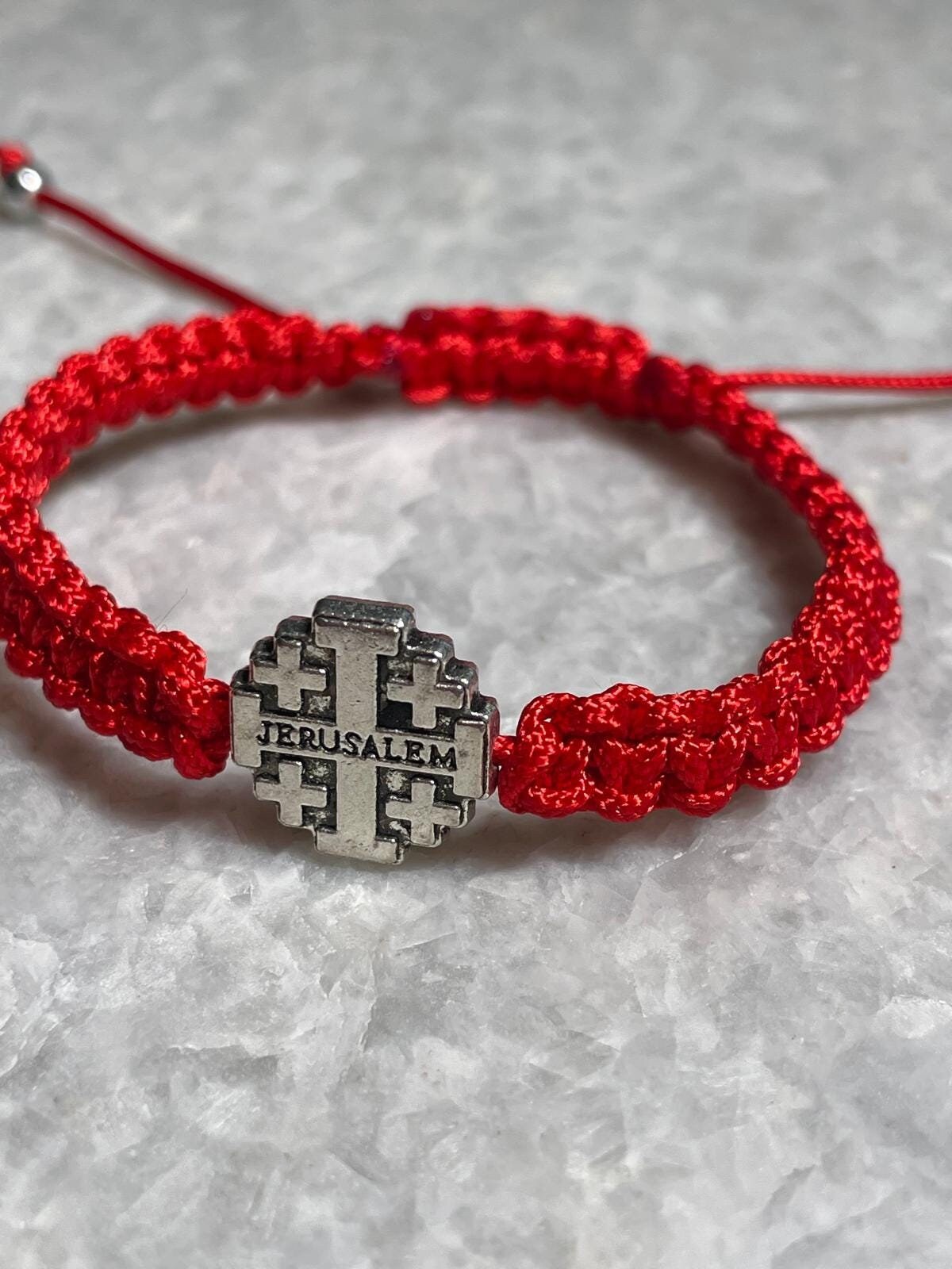 2 Red String Bracelets with Jerusalem Cross, Kabbalah Red Braided Bracelet, Cross Bracelets, Evil Eye Protection, Christmas gift