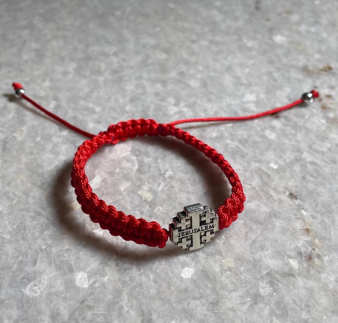 2 Red String Bracelets with Jerusalem Cross, Kabbalah Red Braided Bracelet, Cross Bracelets, Evil Eye Protection, Christmas gift